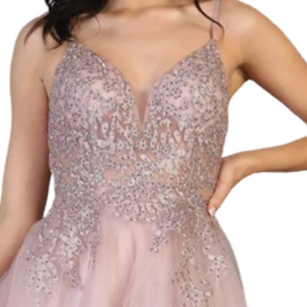 SALE NWT May Queen MQ1816 Beaded/Sheer Cocktail Dress Mauve size 10 - Picture 4 of 8